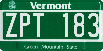 VT license plate ZPT183