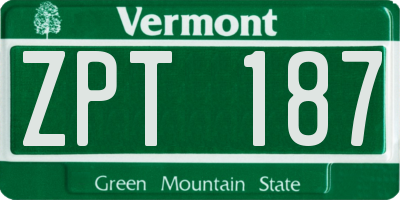 VT license plate ZPT187