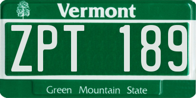 VT license plate ZPT189