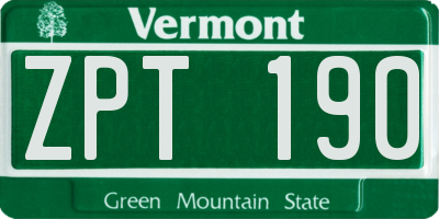 VT license plate ZPT190