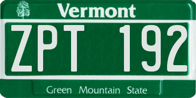 VT license plate ZPT192
