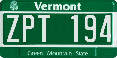 VT license plate ZPT194