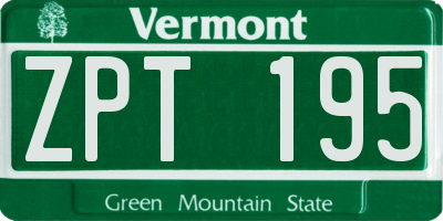 VT license plate ZPT195