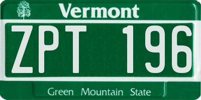 VT license plate ZPT196