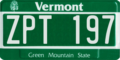 VT license plate ZPT197