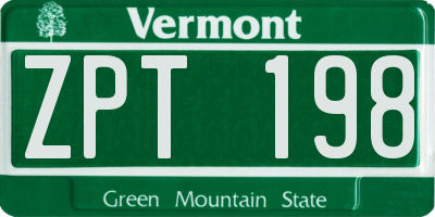 VT license plate ZPT198