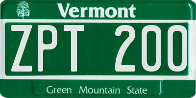 VT license plate ZPT200