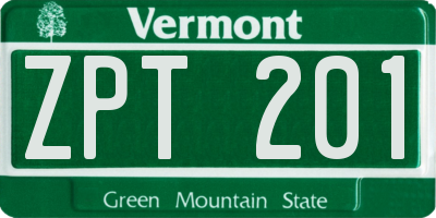 VT license plate ZPT201