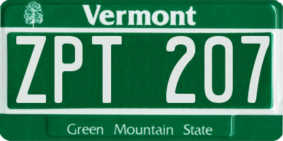 VT license plate ZPT207