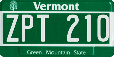 VT license plate ZPT210