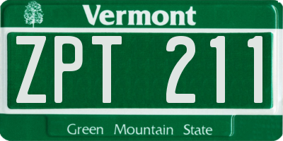 VT license plate ZPT211