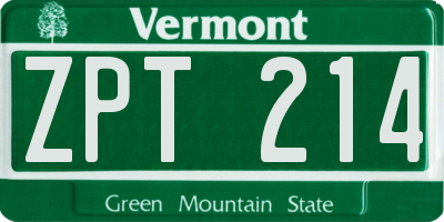 VT license plate ZPT214
