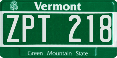 VT license plate ZPT218