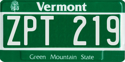 VT license plate ZPT219