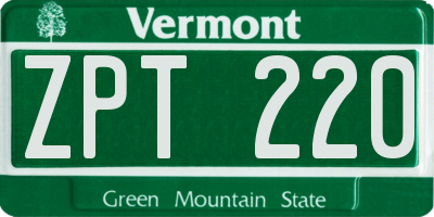 VT license plate ZPT220