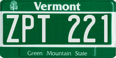 VT license plate ZPT221