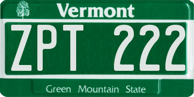 VT license plate ZPT222