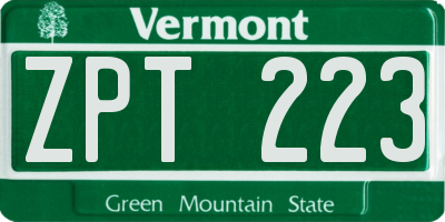 VT license plate ZPT223