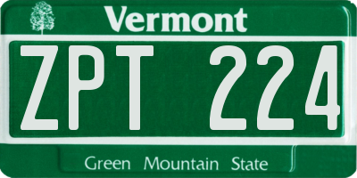 VT license plate ZPT224