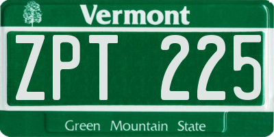 VT license plate ZPT225