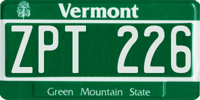 VT license plate ZPT226