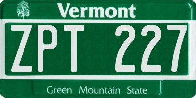VT license plate ZPT227