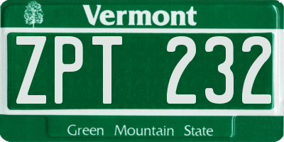VT license plate ZPT232