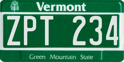 VT license plate ZPT234