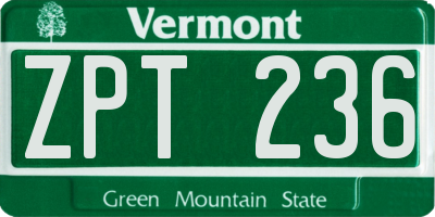 VT license plate ZPT236