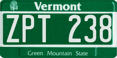 VT license plate ZPT238