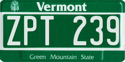 VT license plate ZPT239