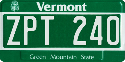 VT license plate ZPT240