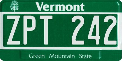VT license plate ZPT242