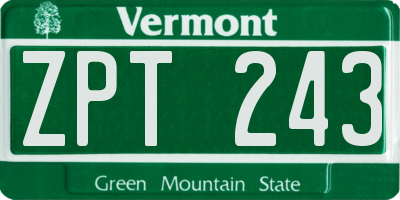 VT license plate ZPT243