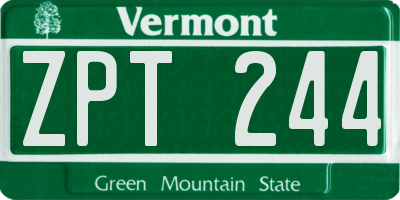 VT license plate ZPT244