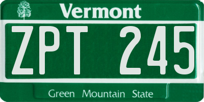 VT license plate ZPT245