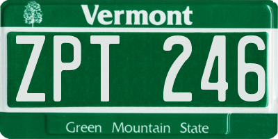 VT license plate ZPT246