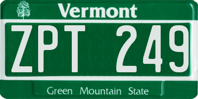 VT license plate ZPT249