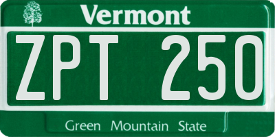 VT license plate ZPT250