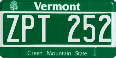 VT license plate ZPT252