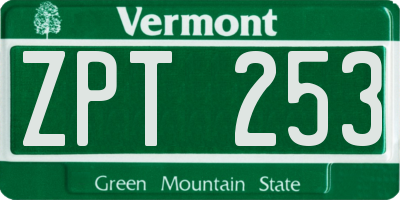 VT license plate ZPT253
