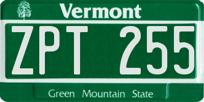 VT license plate ZPT255