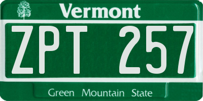 VT license plate ZPT257