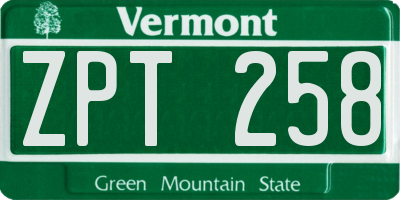 VT license plate ZPT258
