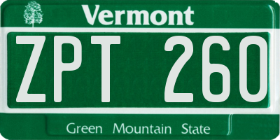 VT license plate ZPT260