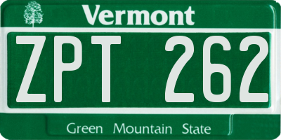 VT license plate ZPT262