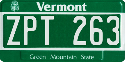 VT license plate ZPT263