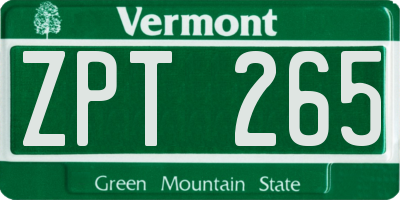VT license plate ZPT265