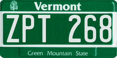 VT license plate ZPT268