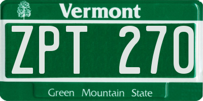 VT license plate ZPT270